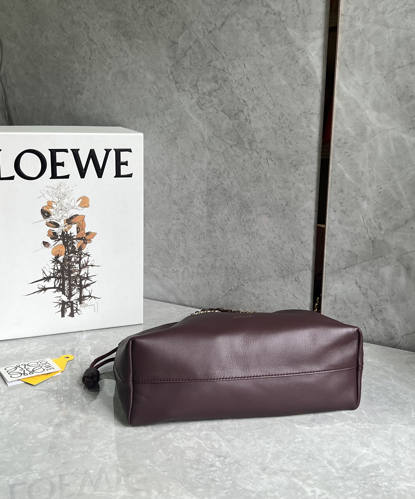 Loewe Medium Flamenco Purse in Mellow Nappa Lambskin Dark Burgundy